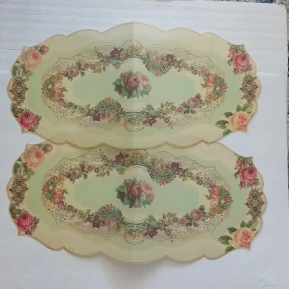 2 pc Michal Negrin Runners Dining Table Kitchen Home Decor Victorian Rose Floral